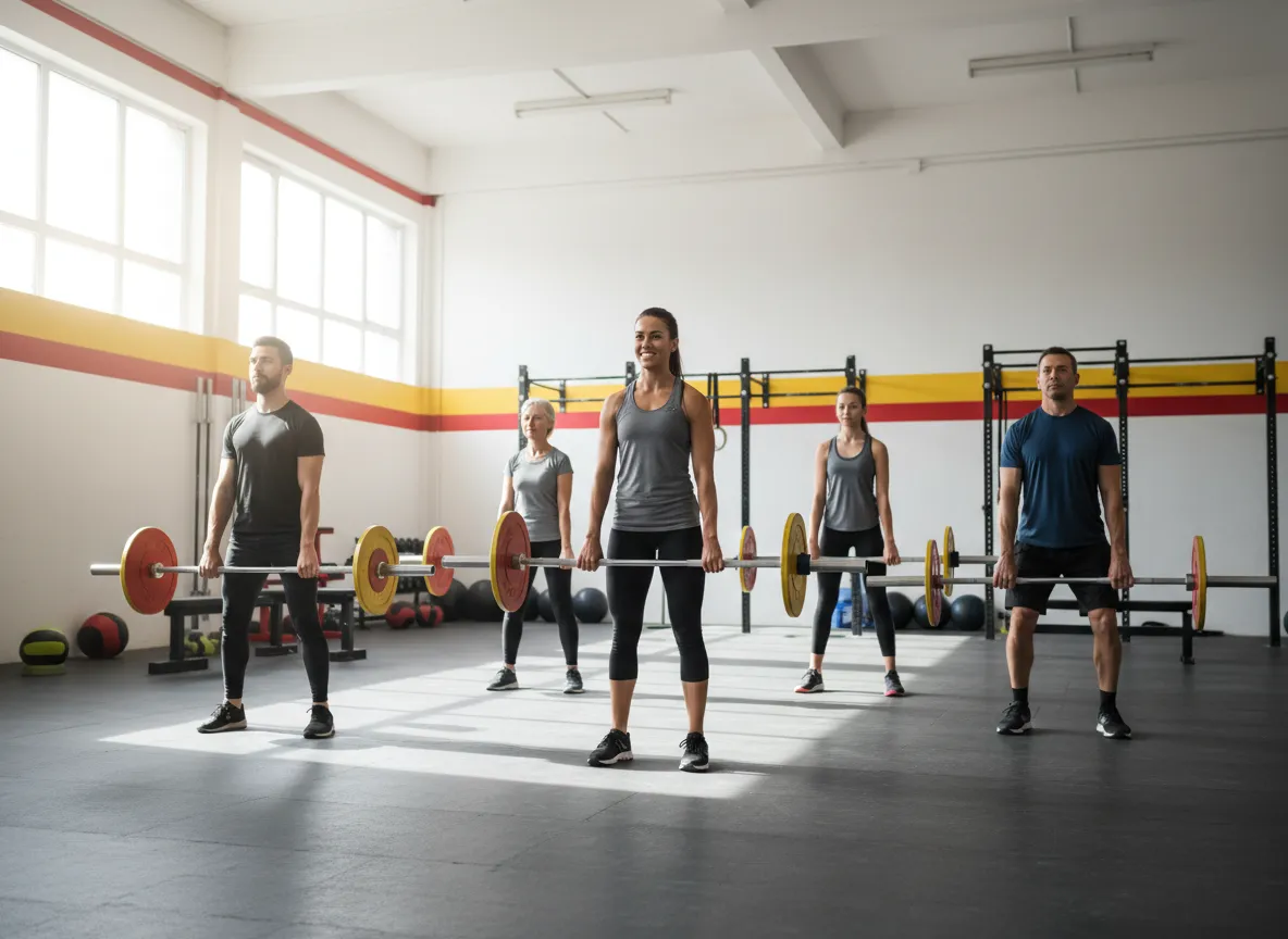 Coach leading beginner CrossFit class